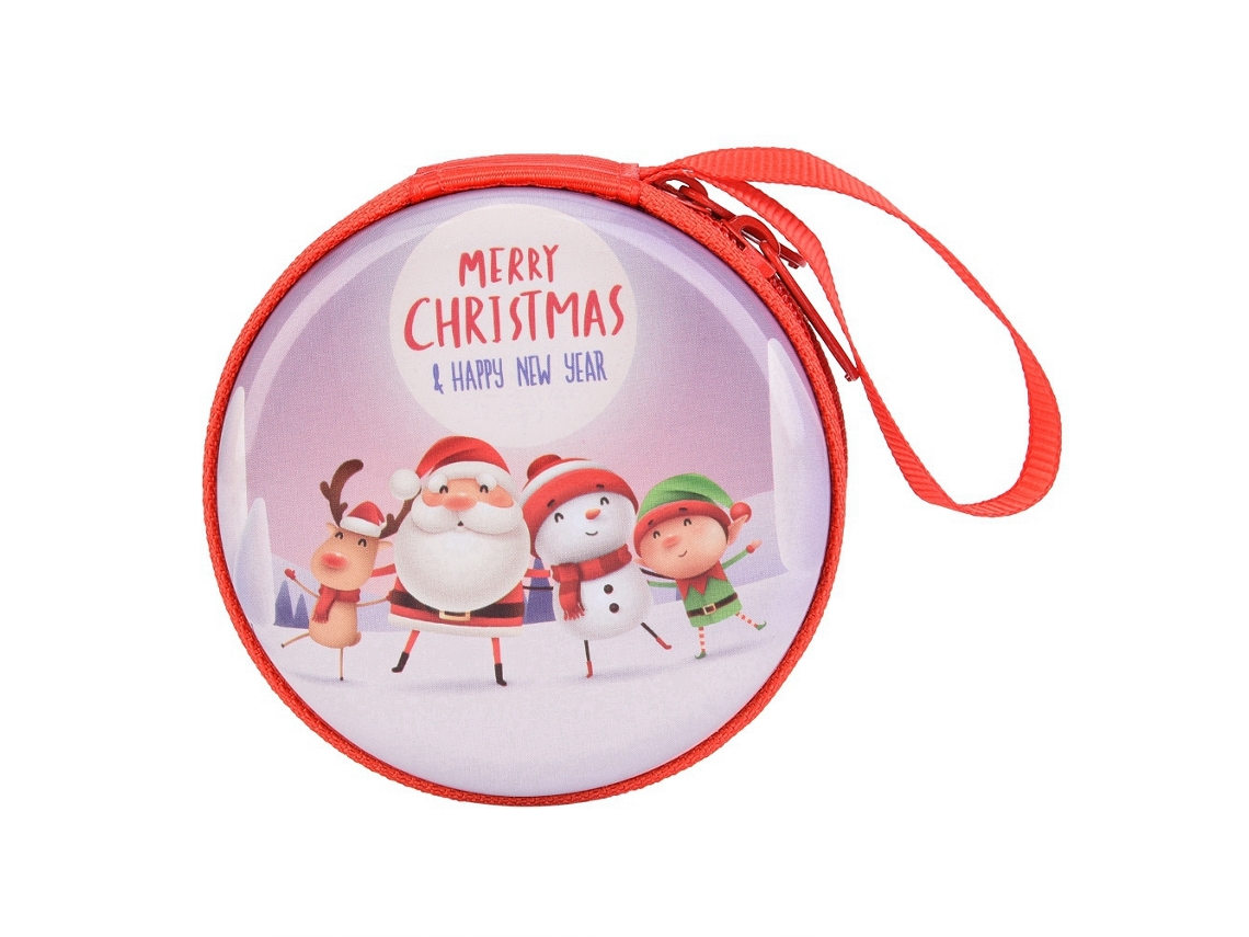 KOFIHETY Cartera Redonda Mini de Navidad para Niña, Monedero Bonito y Moderno con Cremallera