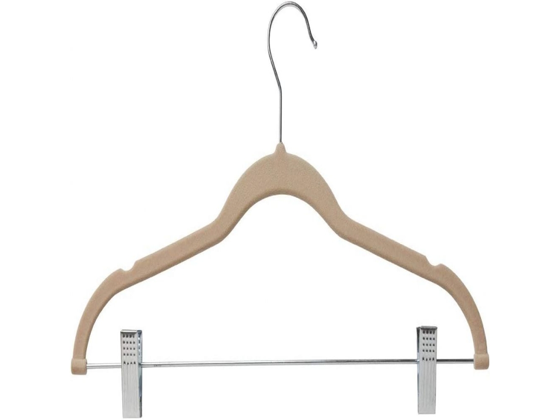 10 Perchas con Pinzas, Perchas de Terciopelo Beige para Pantalones Delgados Kofihety