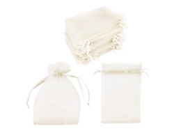 Bolsas de organza, paquete de 100. Crema 10x15 cm