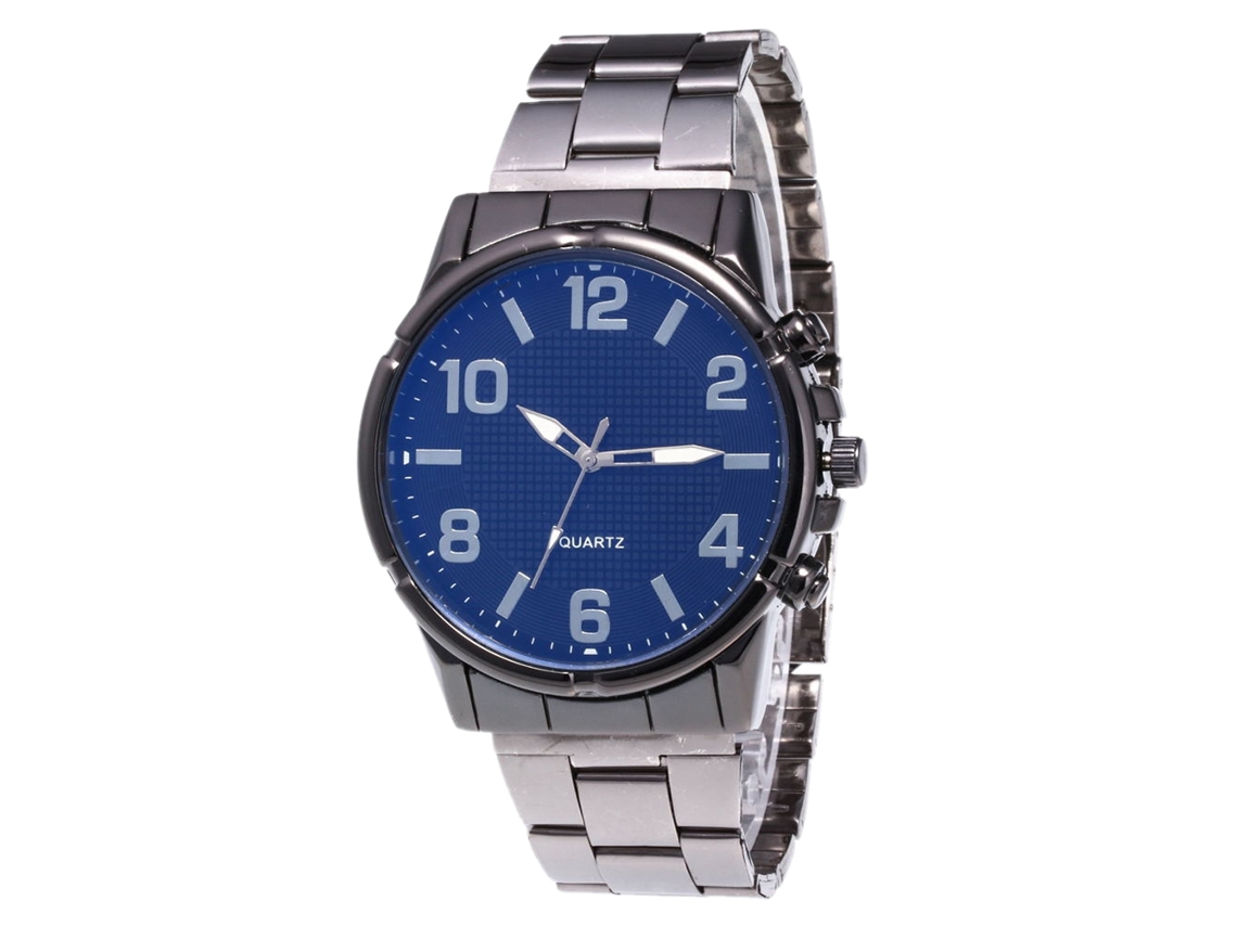 Reloj Cuarzo Hombre Con Correa De Acero Dial Grande Redondo Casual Zhoulianfa Negro Azul