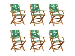 Maison Exclusive - Sillas De Jardín Reclinables 6 Uds Madera Maciza Y Tela Verde