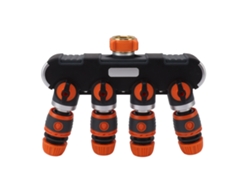 Adaptador divisor de grifo de latón de 4 salidas para riego de jardín exterior.