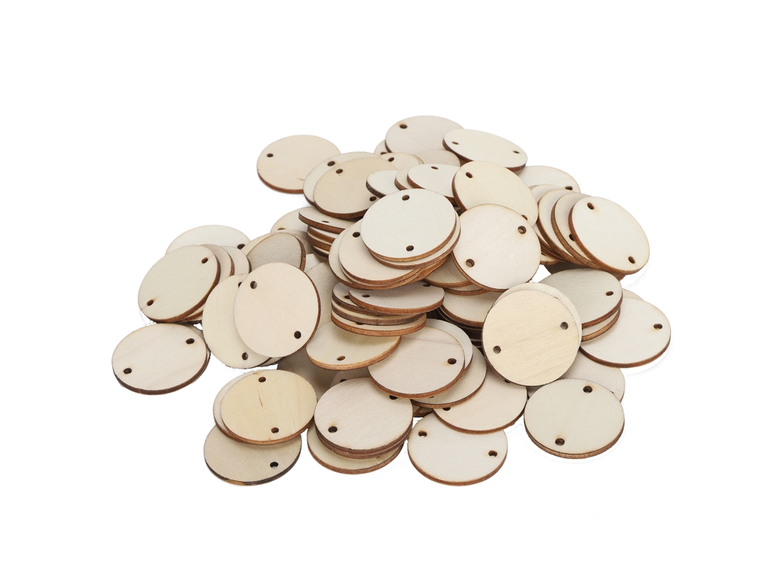 100 Piezas De Virutas Redondas De Madera Blanca De 3,5 Cm Para Manualidades Y Decoración Del Hogar.