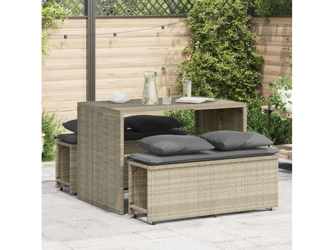 Juego de comedor de jardín de 3 piezas DKD Home Decor con cojines gris claro