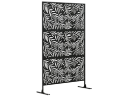 Separador De Ambientes Con Soporte De Hoja De Sauce, 122 X 198 Cm, Acero Negro.