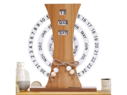 Calendario de escritorio de madera, giratorio manualmente con diseño rústico retro para exhibición.