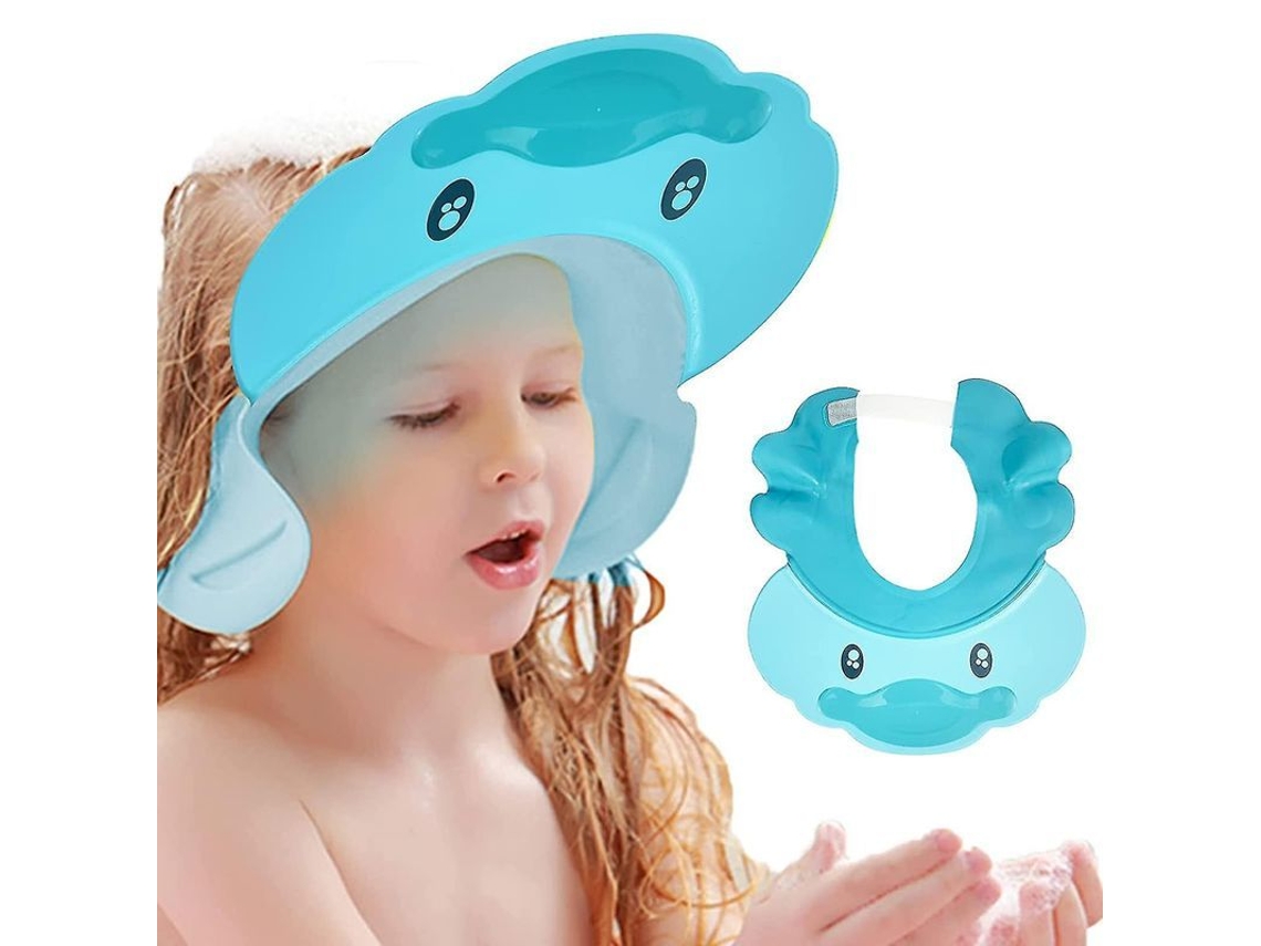 Gorro De Baño Para Bebé, Visera Ajustable Para Lavar El Cabello, Funda De Silicona Suave Para Champú Para Niñas Y Niños (azul Pato)