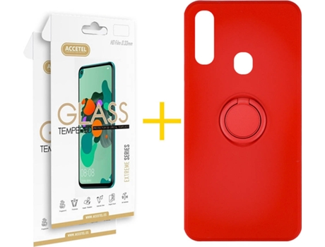 Carcasa + 2 Protectores de Pantalla para Samsung Galaxy A20e ACCETEL Rojo