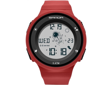 VEANXIN Astronauta Relojes Digital Electrónico Resina Pulsera Alarma Reloj de Pulsera Impermeable-Rojo