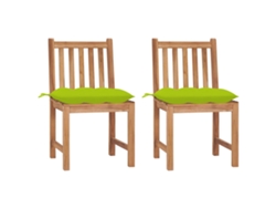 Sillas de jardín DKD Home Decor de 2 piezas con cojines, madera maciza de teca
