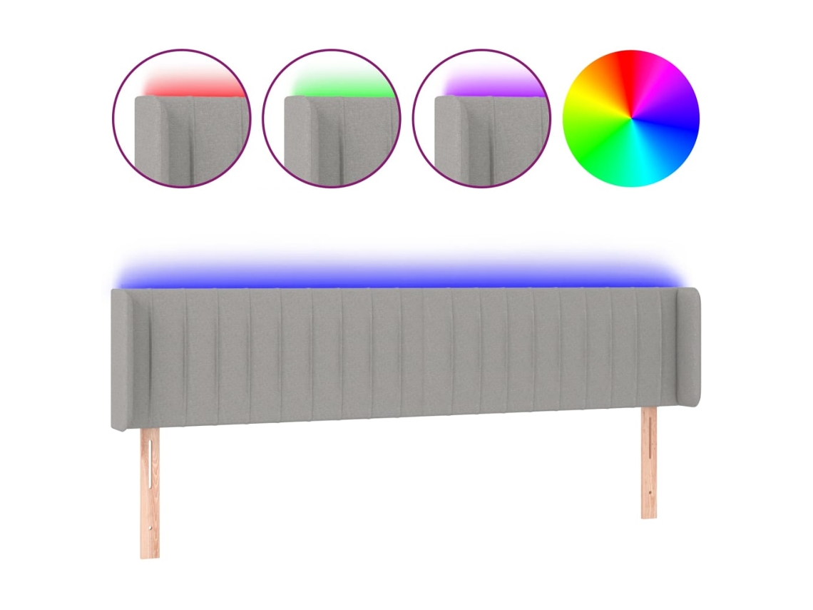 Maison Exclusive - Cabecero Con Led De Tela Gris Claro 183x16x78/88 Cm