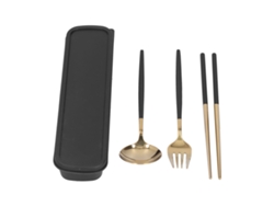 Juego De Utensilios De Viaje De Acero Inoxidable 304 Con Estuche Portátil Para Uso En Exteriores O En La Escuela.