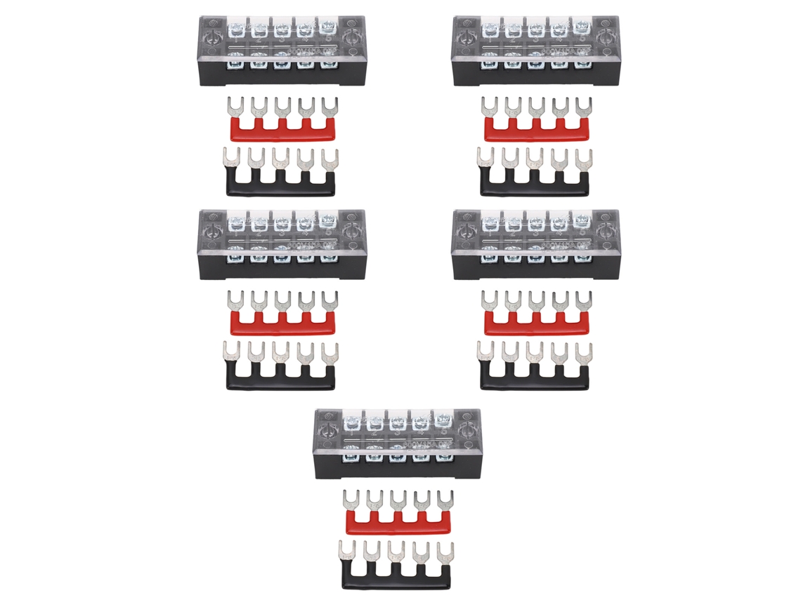 5 Conjuntos Bloco Distribuidor Energia Barra Buss M3 5 Terminais 600v 15a Carro Barco