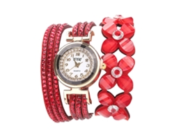 Reloj De Pulsera Para Mujer Con Hebilla En Piel Sintética, Informal Y Elegante, Rojo.
