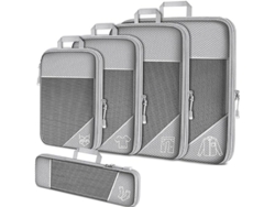 Juego De 5 Maleta Cubos De Embalaje De Compresión Organizador De Equipaje De Viaje Cubos De Embalaje Extensibles CHRUI Gris