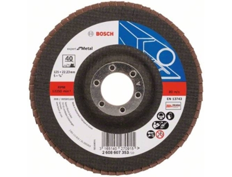 Disco de Lija BOSCH en Lamelas X551 - Expert para Metal D= 125 mm; G= 40 - Acodado