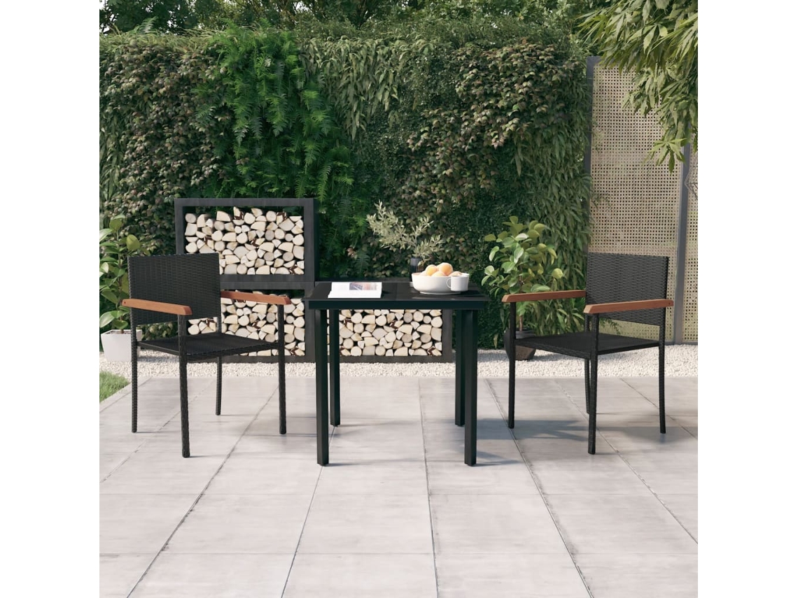 Juego de comedor de jardín de 3 piezas DKD Home Decor en negro