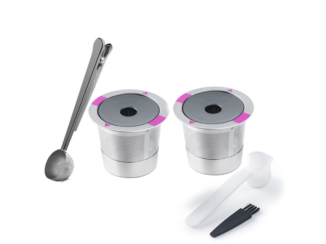 Cápsulas de café reutilizables con filtro de acero inoxidable, cuchara y cepillo, compatibles con Keurig 1.0 y 2.0 (2 unidades).
