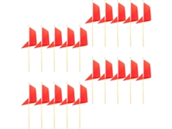 Paquete De 20 Banderas Triangulares Ligeras De Bambú Rojo Y Poliéster Para Señalización De Obras De Construcción.