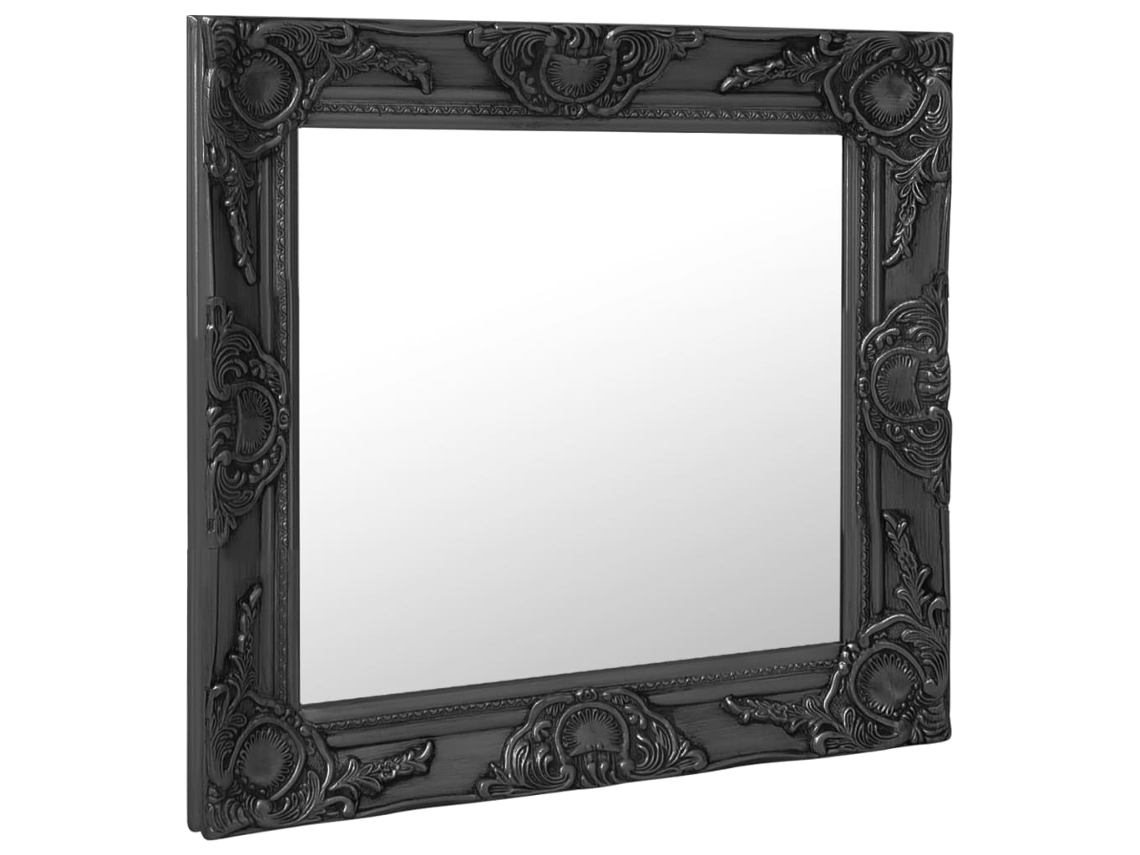Espejo de Pared Estilo Barroco 60X60 cm Negro Decoración
