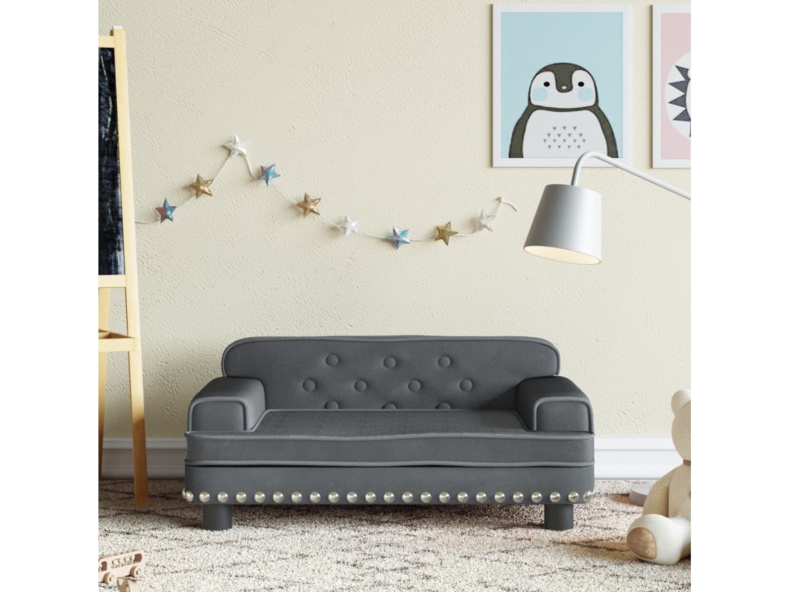 Sofá Para Niños | Sofá Infantil De Terciopelo Gris Oscuro 70x45x30 Cm Wsd122550