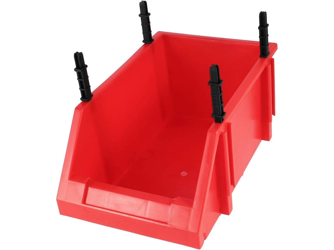 16 Cm De Altura - Plástico Pieza De Repuesto Contenedor De Almacenamiento Apilable Rojo