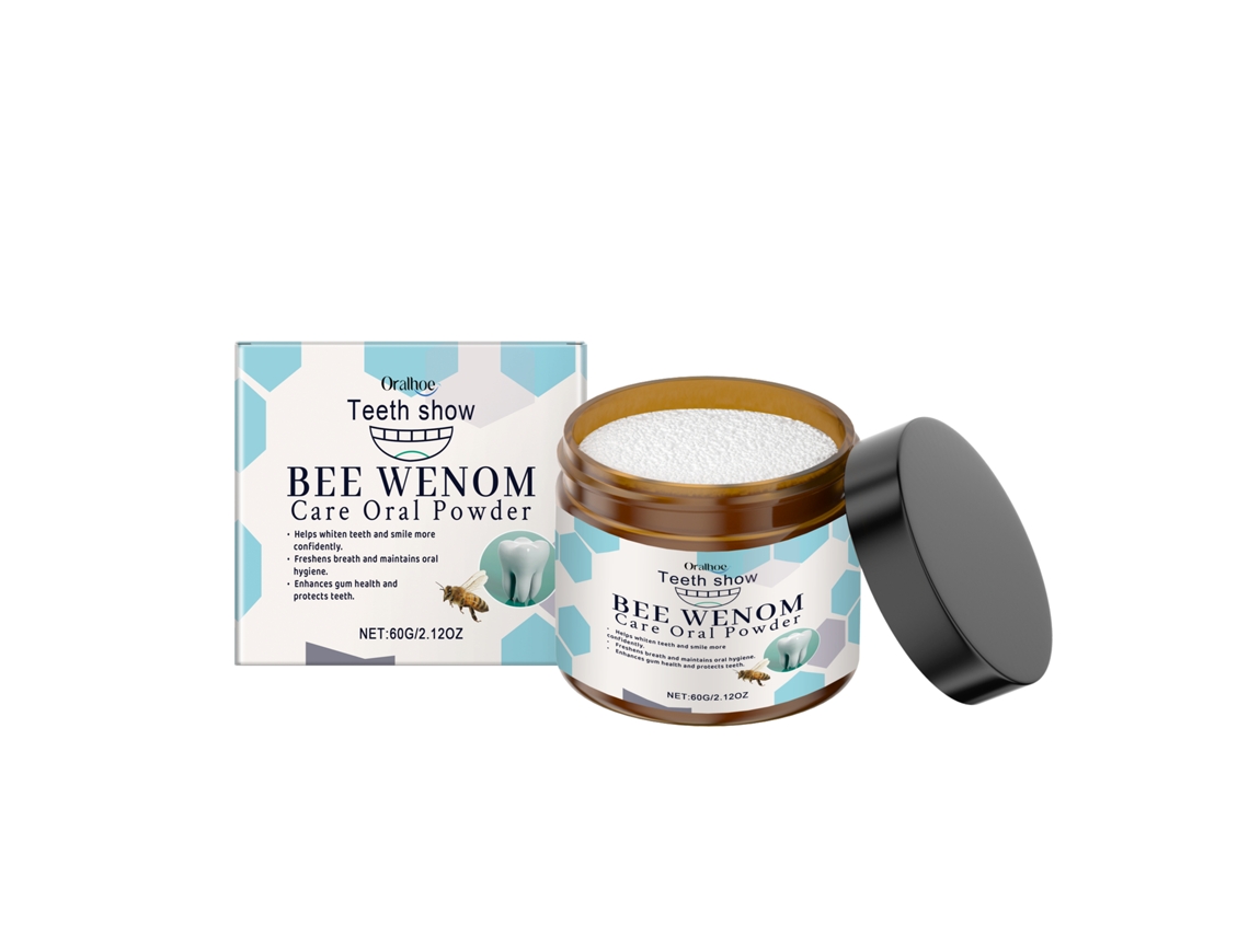 Agente blanqueador dental que elimina las manchas con polvo de veneno de abeja.