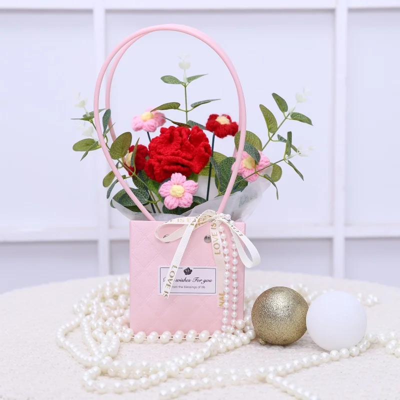 Ramos De Flores Tejidos A Mano, Bolsos De Tela Creativos, Adornos De Escritorio Para El Hogar, Regalos De Recuerdo