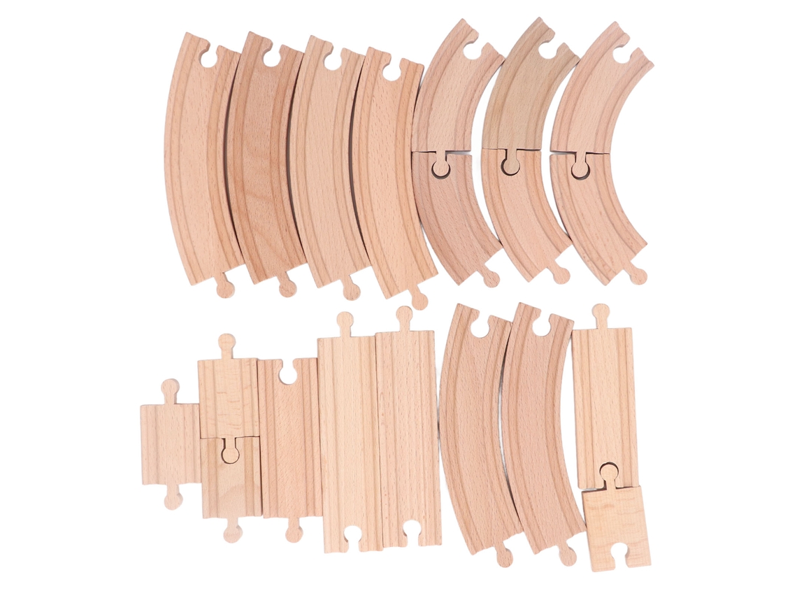 Juego De Vías De Tren De Madera Para Niños, Para Armar Uno Mismo, Kit De Expansión Educativa