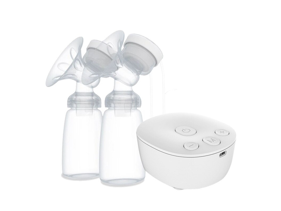 Extractor De Leche Eléctrico Usb De Doble Tetina Con Biberón Y Almohadilla De Calor/frío (blanco), Sin Bpa