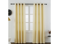 Cortina de Tela Fina con Rayas Cruzadas Beige 140 x 260 cm - Individual