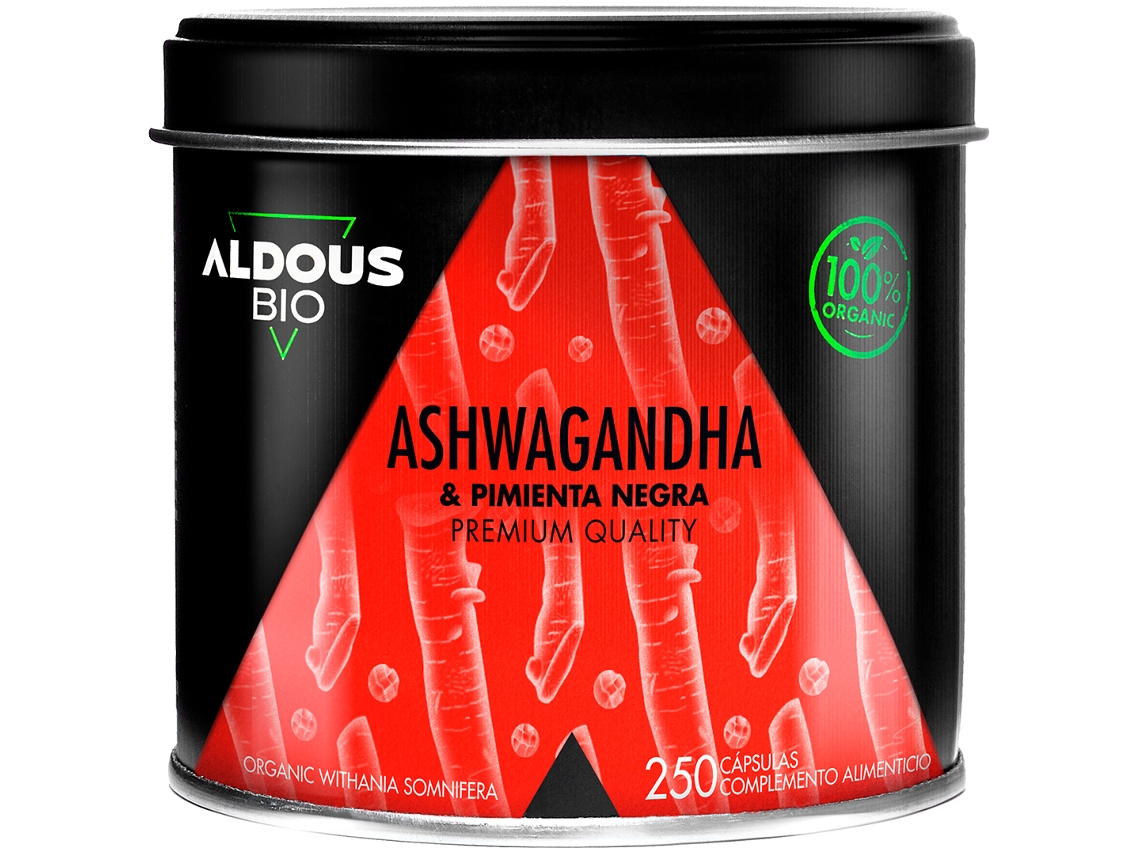 Complemento Alimentar Ashwagandha con Pimienta Negra Ecológica 250 cápsulas ALDOUS Bio