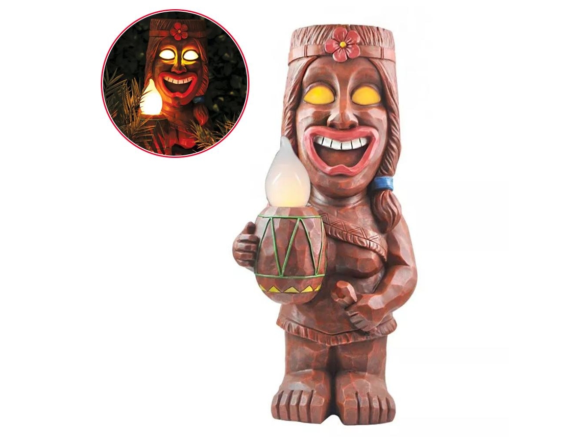 Lámpara Tiki Led Con Energía Solar, Figura De Tótem Adornos Luz Para Jardín, Manualidades Porche, Cé