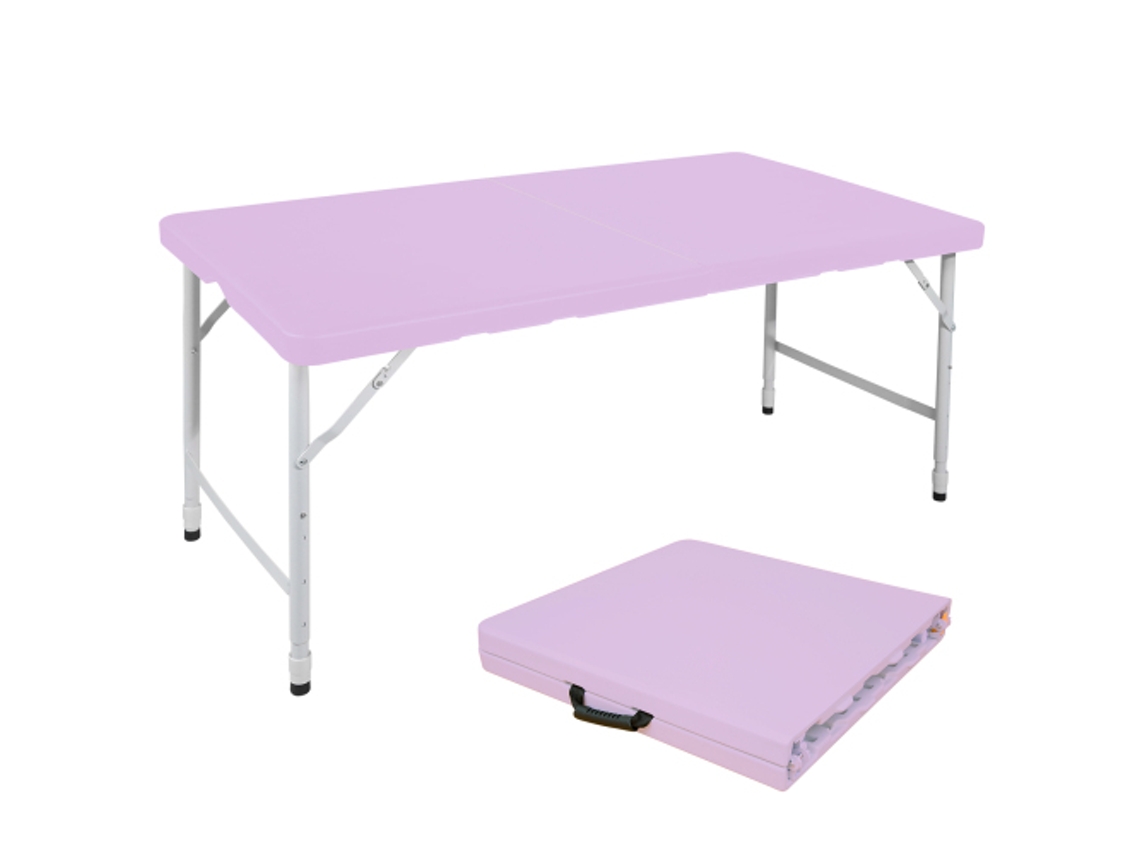 Mesa plegable portátil y duradera con altura ajustable y capacidad de carga de 135 kg (morado)