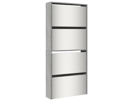 Mueble zapatero con espejo 4 niveles gris Sonoma VIDAXL (63 x 17 x 134 cm)