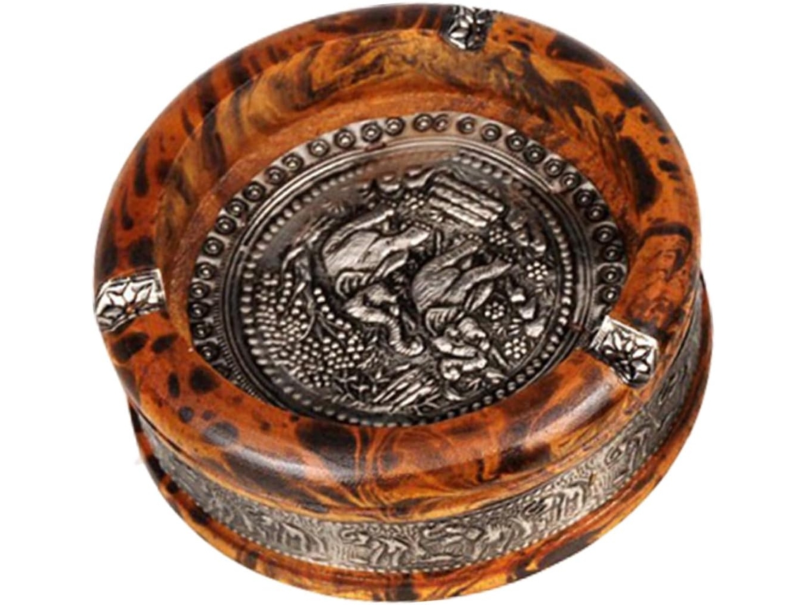 Oficina Cenicero De Madera Con Estampado