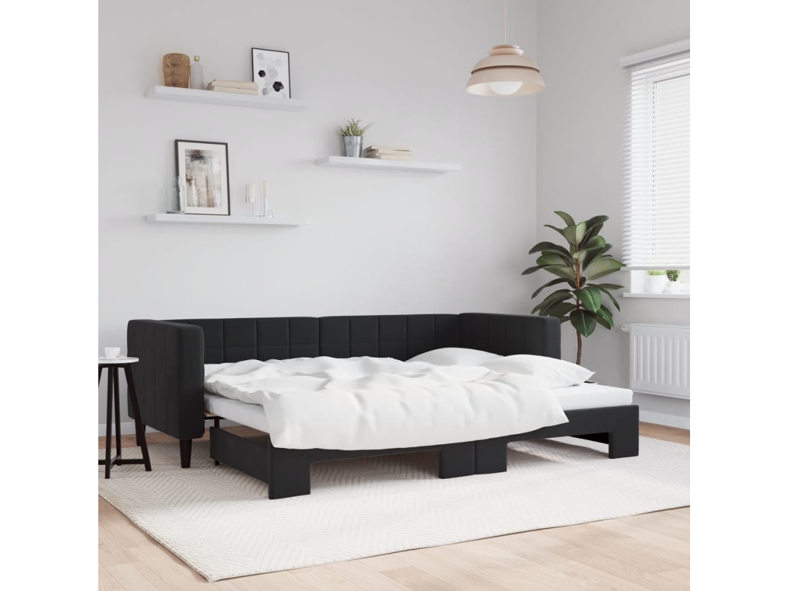 Sofá Cama Nido Terciopelo Negro 80x200 Cm