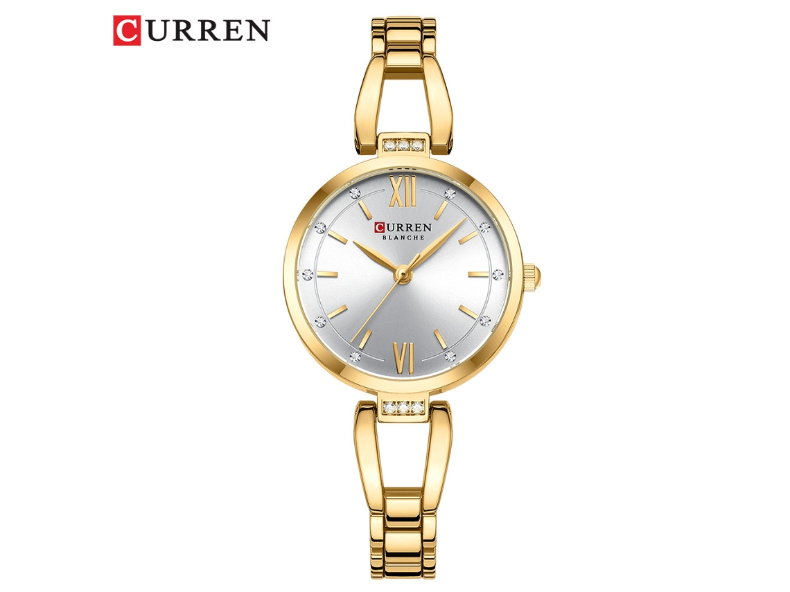 Reloj De Pulsera De Acero Con Esfera Pequeña Para Mujer, Resistente Al Agua Y De Diseño Sencillo (caja Dorada Con Correa Dorada Y Esfera Blanca).