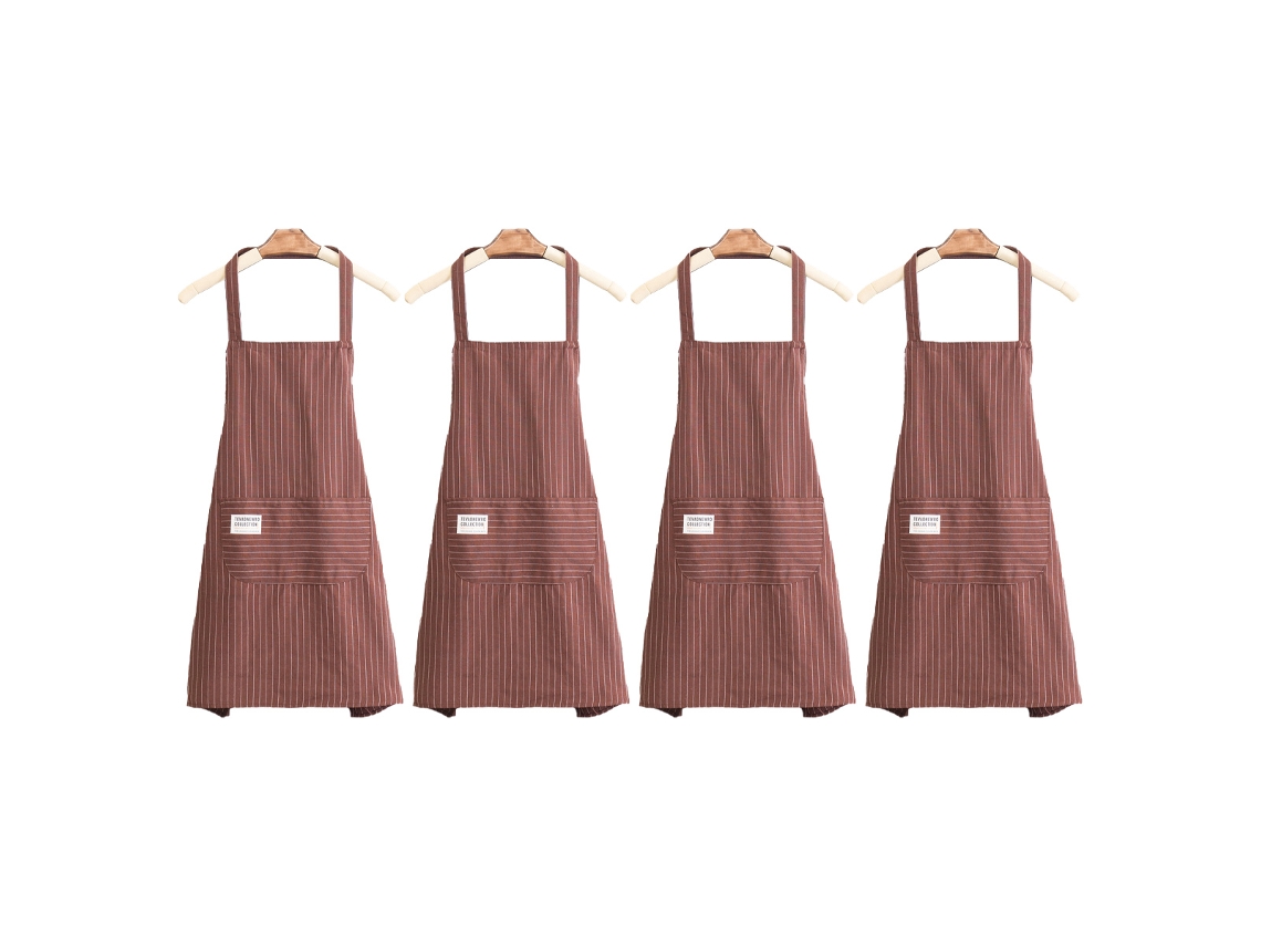 Delantal Con Pechera Para Cocinar, Ajustable, De Mezcla De Algodón Y Poliéster, Con Diseño Funcional, Con 2 Bolsillos, Ideal Para Cocinar, Hornear, Ja