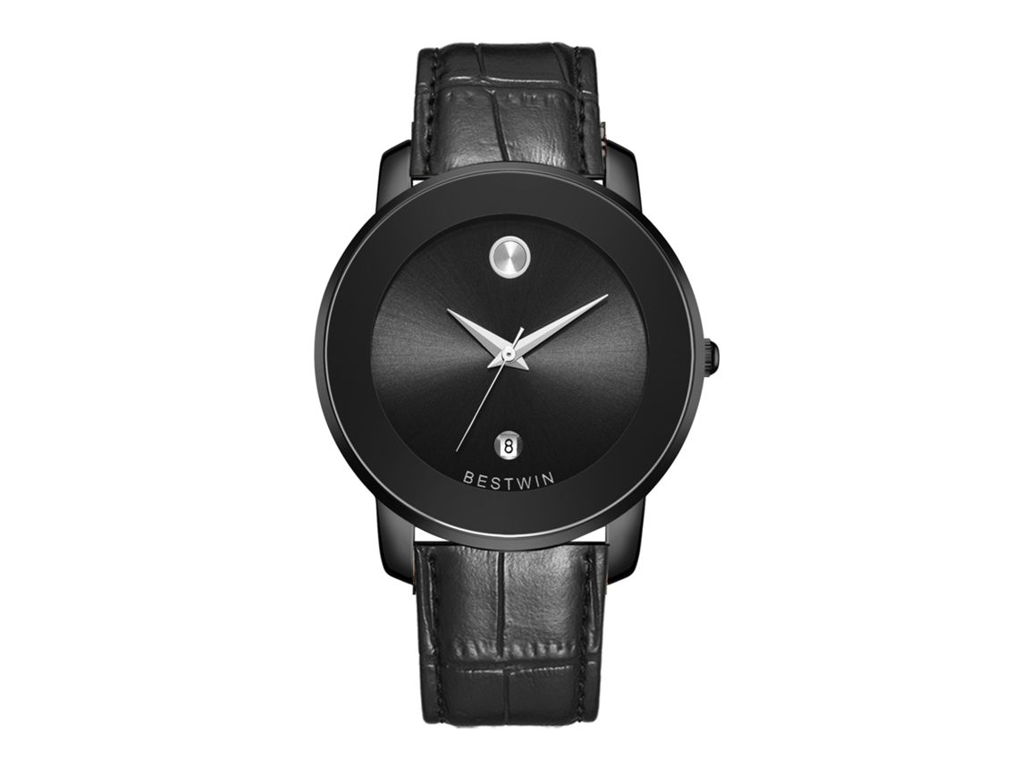 Reloj de cuarzo para hombre MDUG (correa de cuero negro)