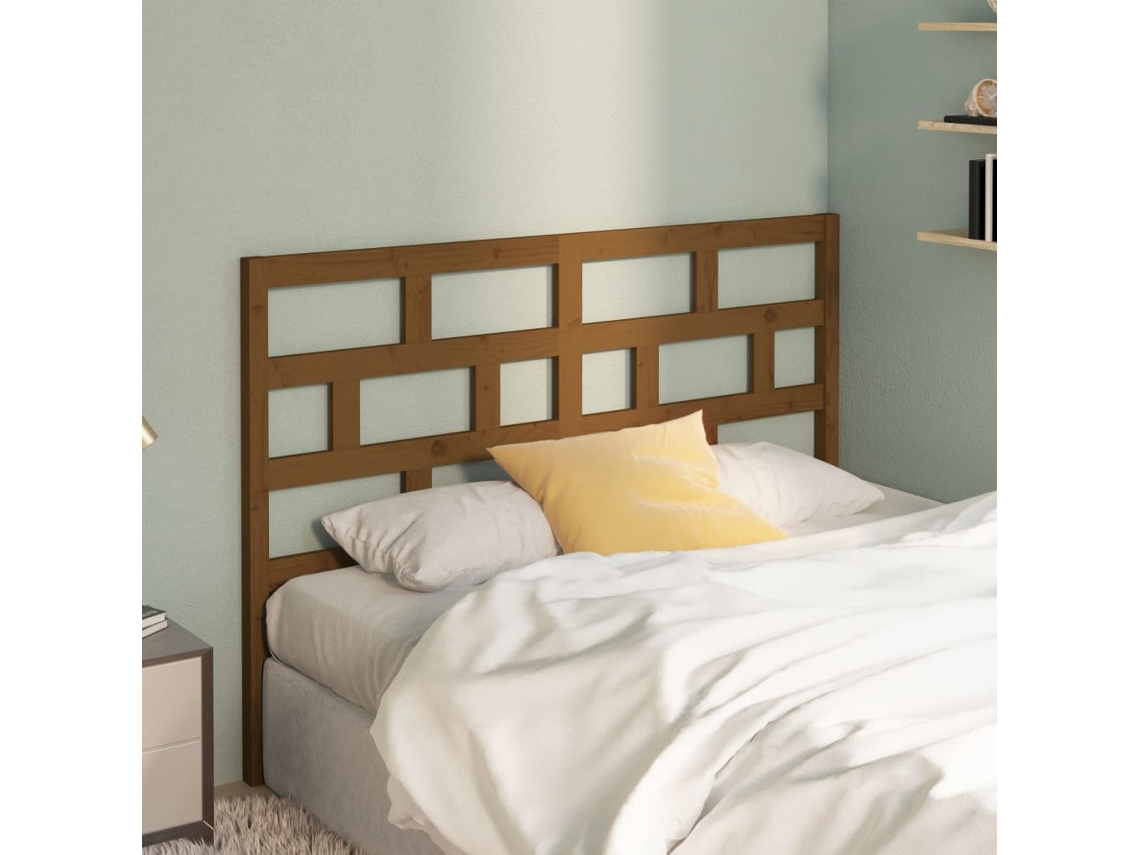 Cabecero De Cama Madera Maciza De Pino Marrón Miel 146x4x100 Cm