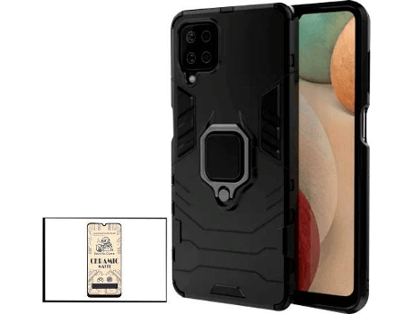 Kit Cristal Templado CeramicGlass Full Cover y Funda 3x1 Miltary Defender Samsung Galaxy A42 5G PHONECARE Negro