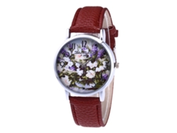 Reloj De Pulsera Unisex De Moda Con Correa Redonda De Aleación, Movimiento De Cuarzo, Estilo Casual (rojo)