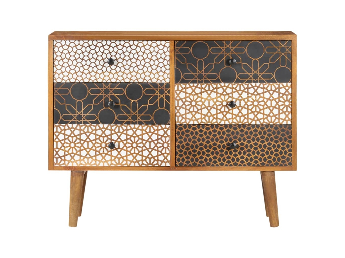 Maison Exclusive - Aparador Con Estampado Madera Maciza De Mango 90x30x70 Cm