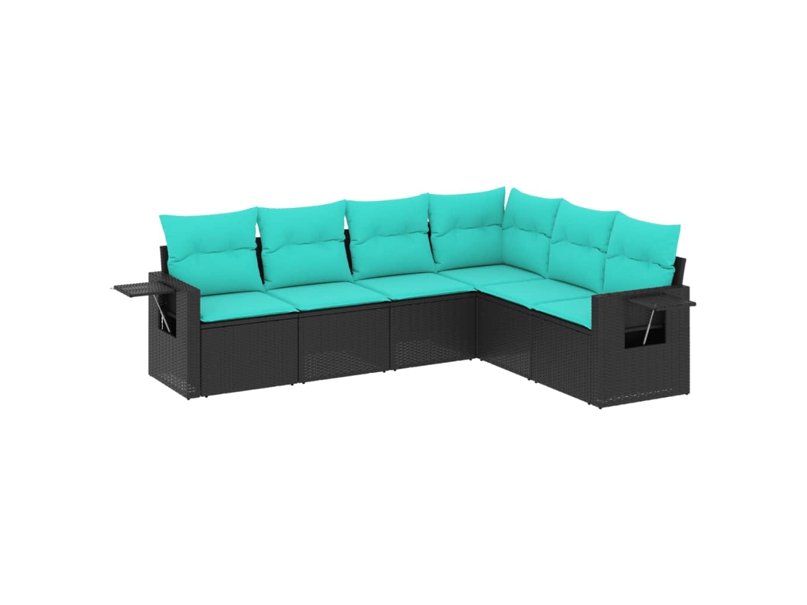 Maison Exclusive - Conjunto De Sofá De Jardín De 6 Piezas Con Cojines, De Poliratán Negro