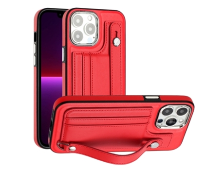Funda Mobile Phone Cases Shockproof With Wrist para iPhone 13 Pro Max Piel Marrón