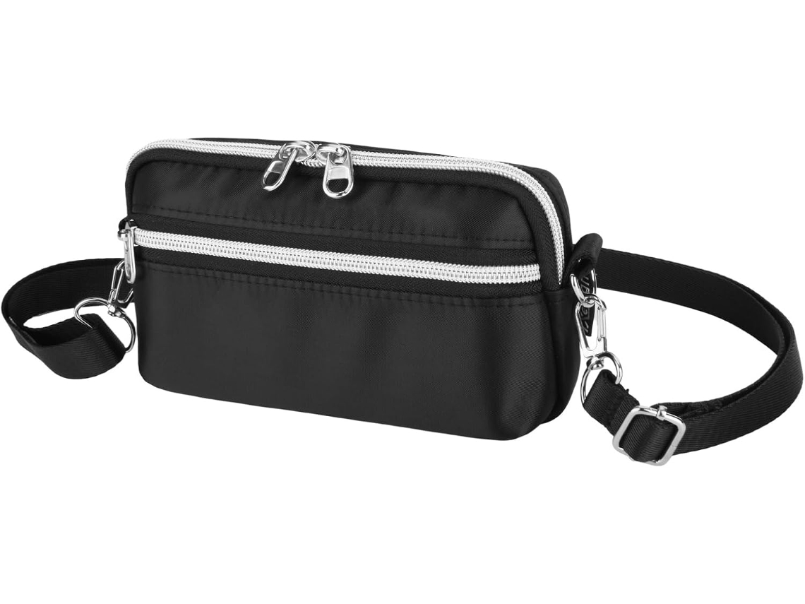 Bolsa De Transporte Para Smartphones Y Auriculares Inalámbricos, Correa De Hombro Ajustable, Ancha Y Acolchada.