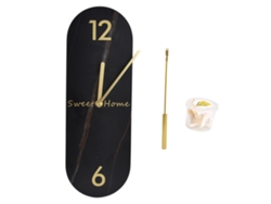 Reloj de pared moderno de 2026 con innovadora textura de mármol y péndulo para sala de estar, color negro.