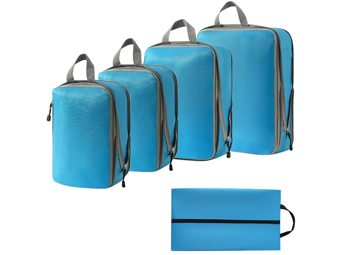 Bolsa de almacenamiento de compresión, juego de 5 piezas, bolsa de viaje ligera, color azul marino