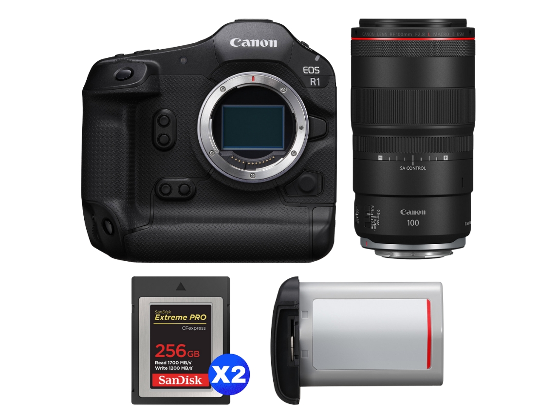 Canon Eos R1 + Rf 100mm F/2.8 L Macro Is Usm + 2 Sandisk 256gb Extreme Pro Cfexpress Type B + Canon Lp-e19 + Ebook Pricedirect